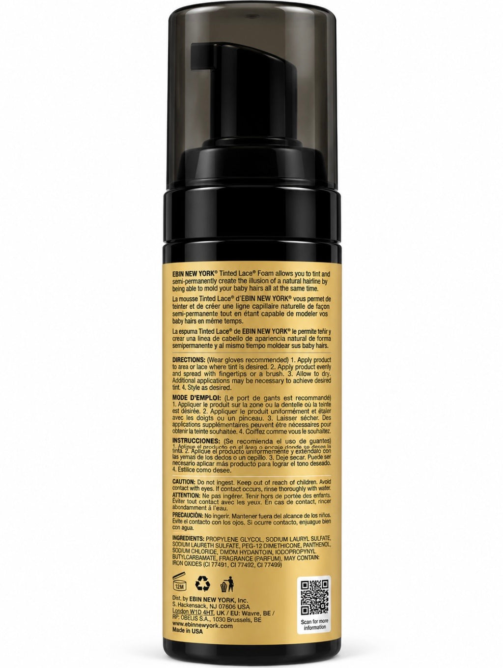 EBIN Tinted Lace Mousse 2.7 oz Medium Brown